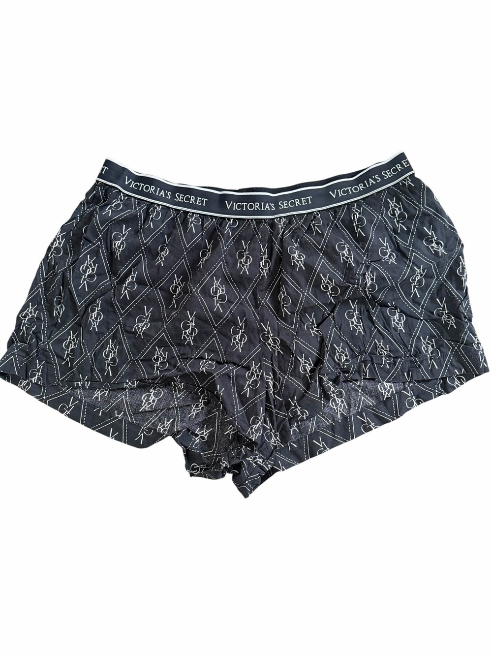 Victoria's Secret Black Sleep Shorts with White Logo Print